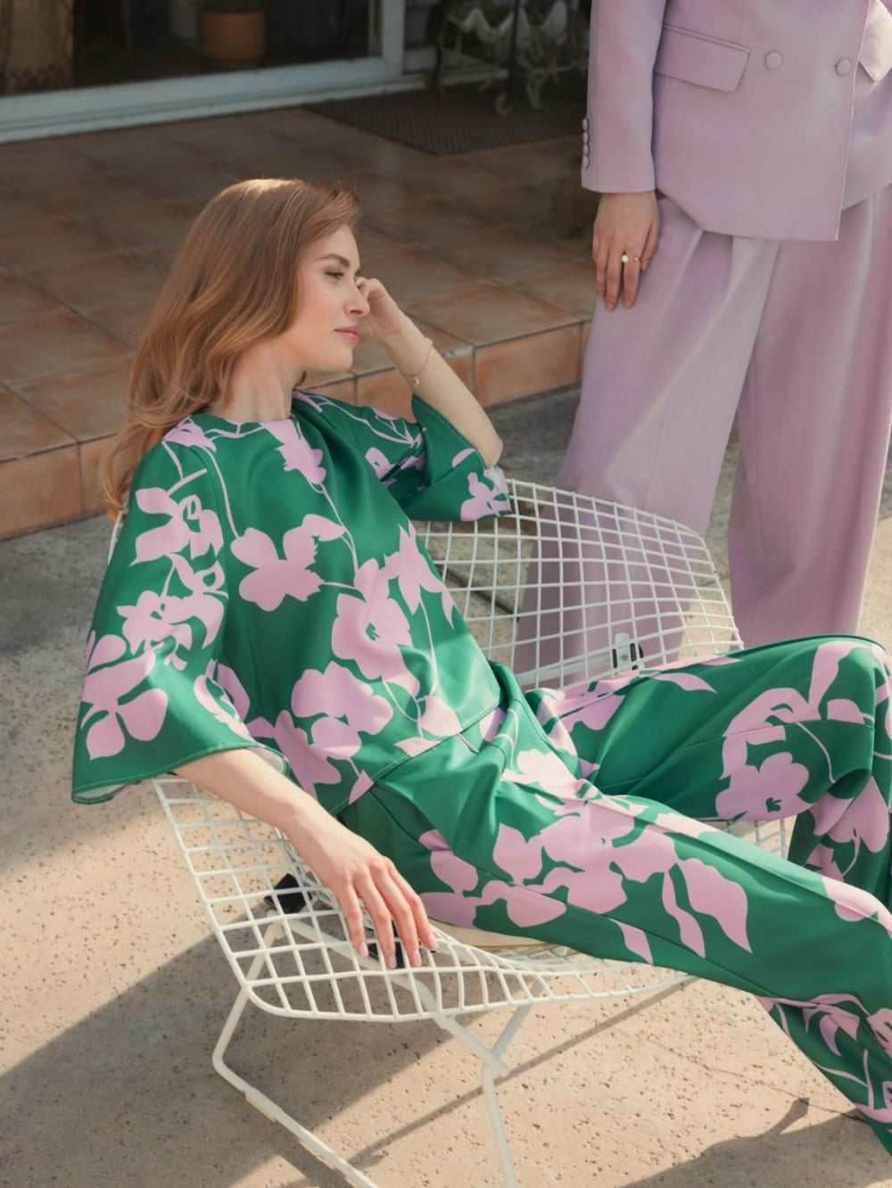 Pants | Women Mac Duggal Printed High Waisted Wide Leg Trouser Pant Green Multi