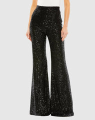 Pants | Women Mac Duggal Sequin Flare Evening Pants - FINAL SALE Black