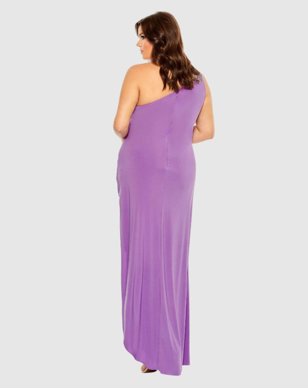 Plus Size Dresses | Women Mac Duggal Beaded One Shoulder Draped Gown (Plus) Violet
