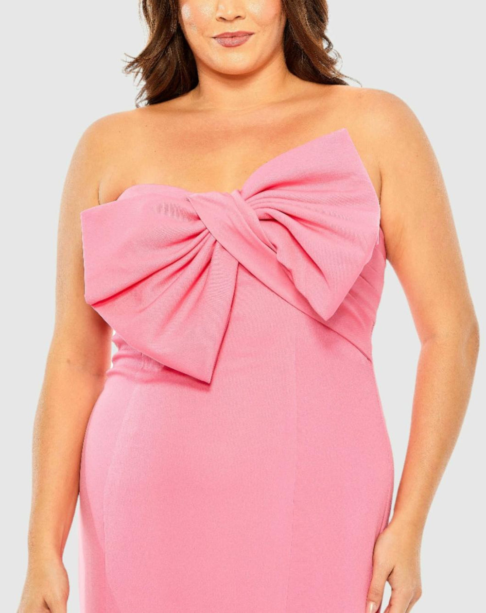 Plus Size Dresses | Women Mac Duggal Bow Front Crepe Dress (Plus) Candy Pink