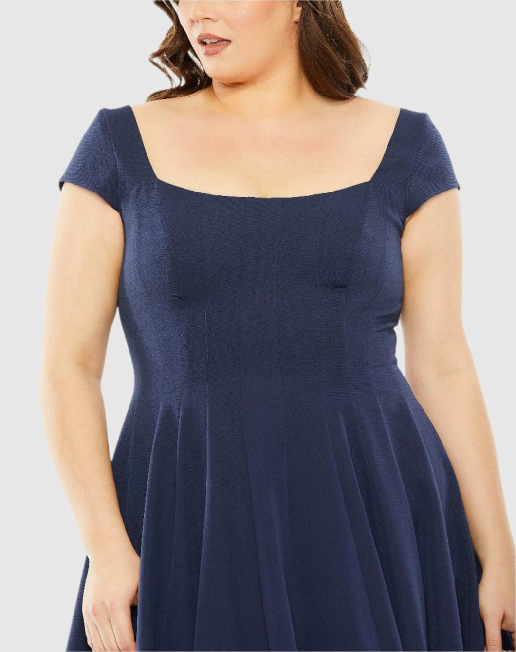 Plus Size Dresses | Women Mac Duggal Cap Sleeve Square Neck Dress Midnight