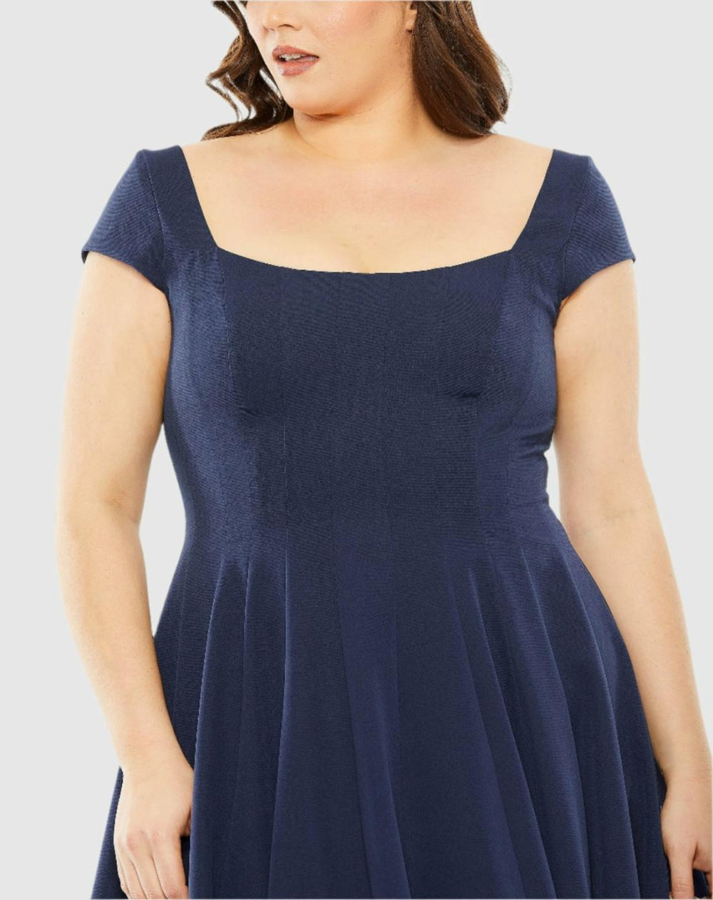 Plus Size Dresses | Women Mac Duggal Cap Sleeve Square Neck Dress Midnight