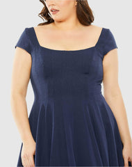 Plus Size Dresses | Women Mac Duggal Cap Sleeve Square Neck Dress Midnight