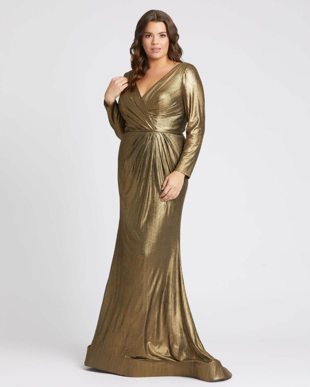 Plus Size Dresses | Women Mac Duggal Chic Metallic Evening Gown (Plus) Bronze