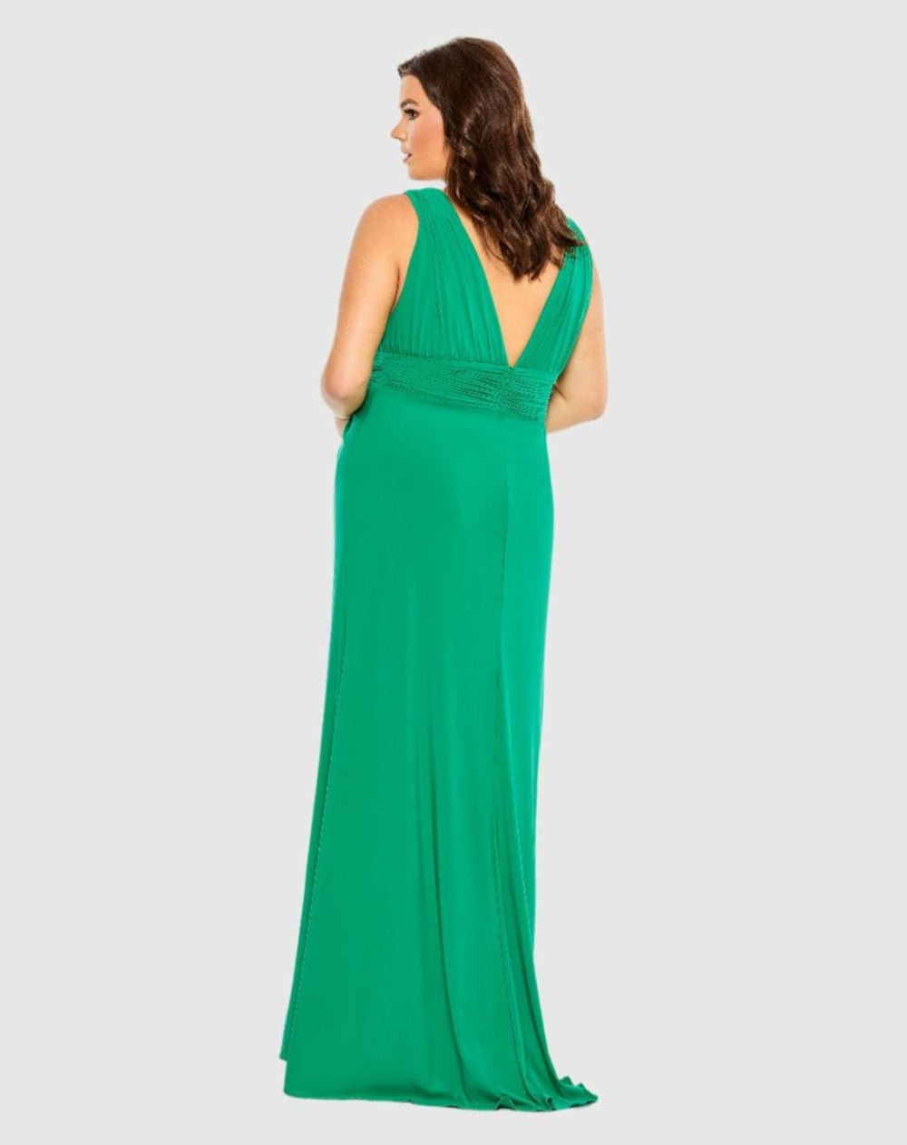 Plus Size Dresses | Women Mac Duggal Draped V Neck Sleeveless A Line Gown Jade