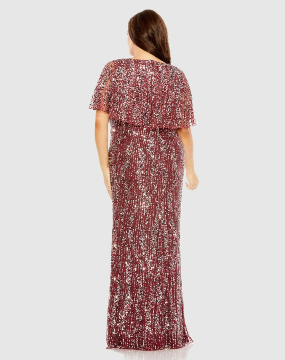 Plus Size Dresses | Women Mac Duggal High Neck Column Dress With Cape Mulberry