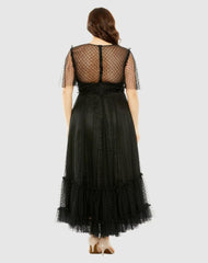 Plus Size Dresses | Women Mac Duggal High Neck Tulle Polka Dot Detail Dress Black