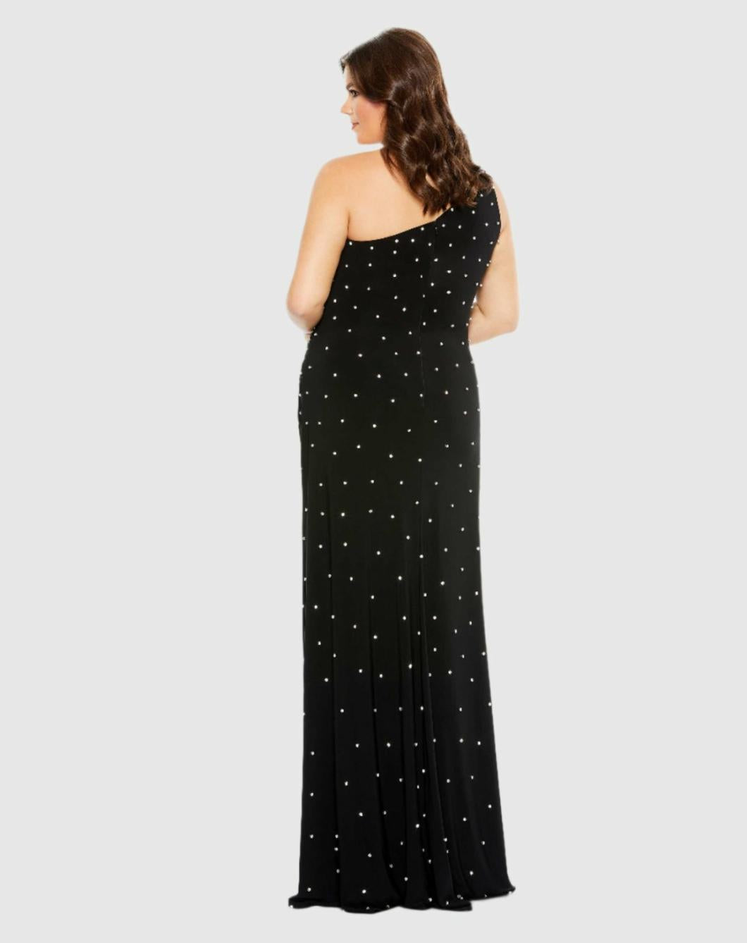 Plus Size Dresses | Women Mac Duggal Jewel Encrusted Draped One Shoulder Gown (Plus) Cherry