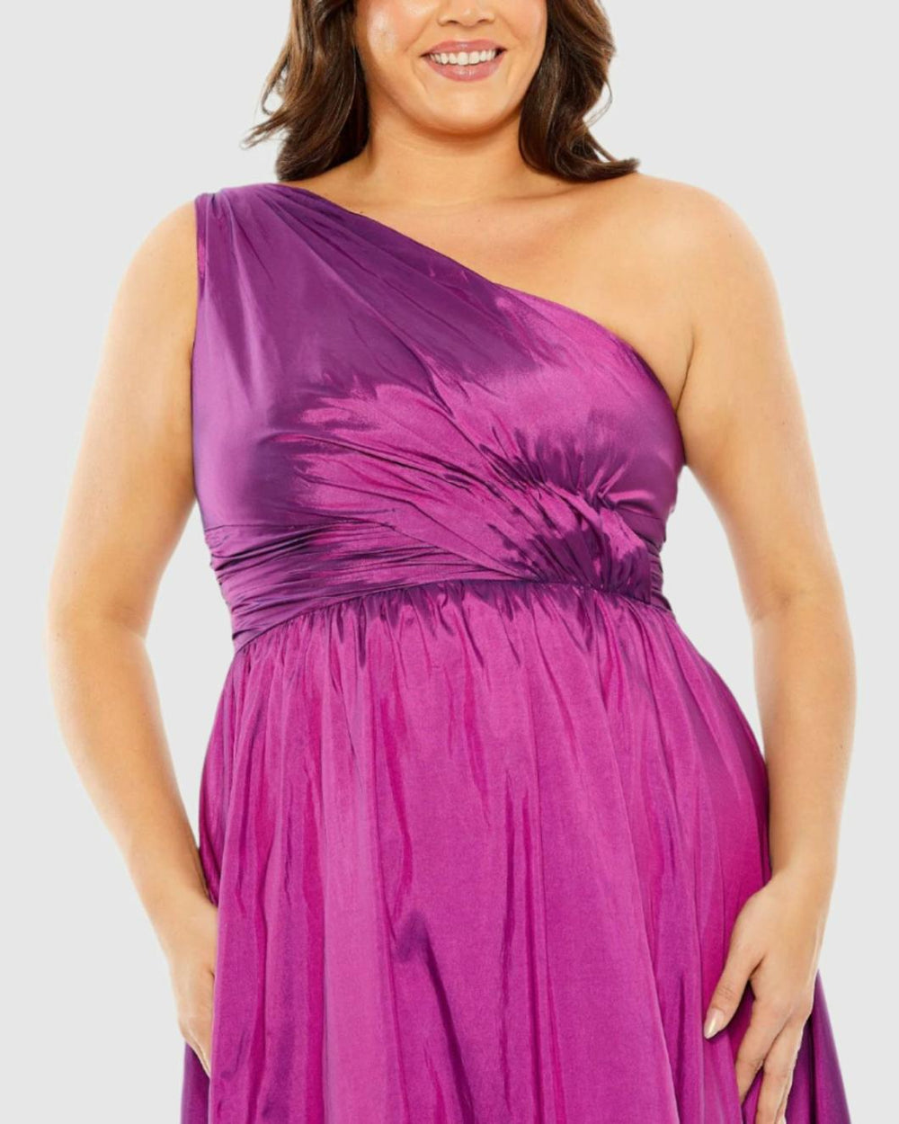 Plus Size Dresses | Women Mac Duggal One Shoulder Asymmetrical Ruffle Hem Gown Turquoise