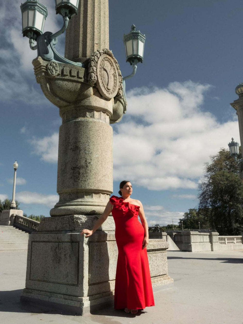 Plus Size Dresses | Women Mac Duggal One Shoulder Ruffle Detailed Gown (Plus) Red