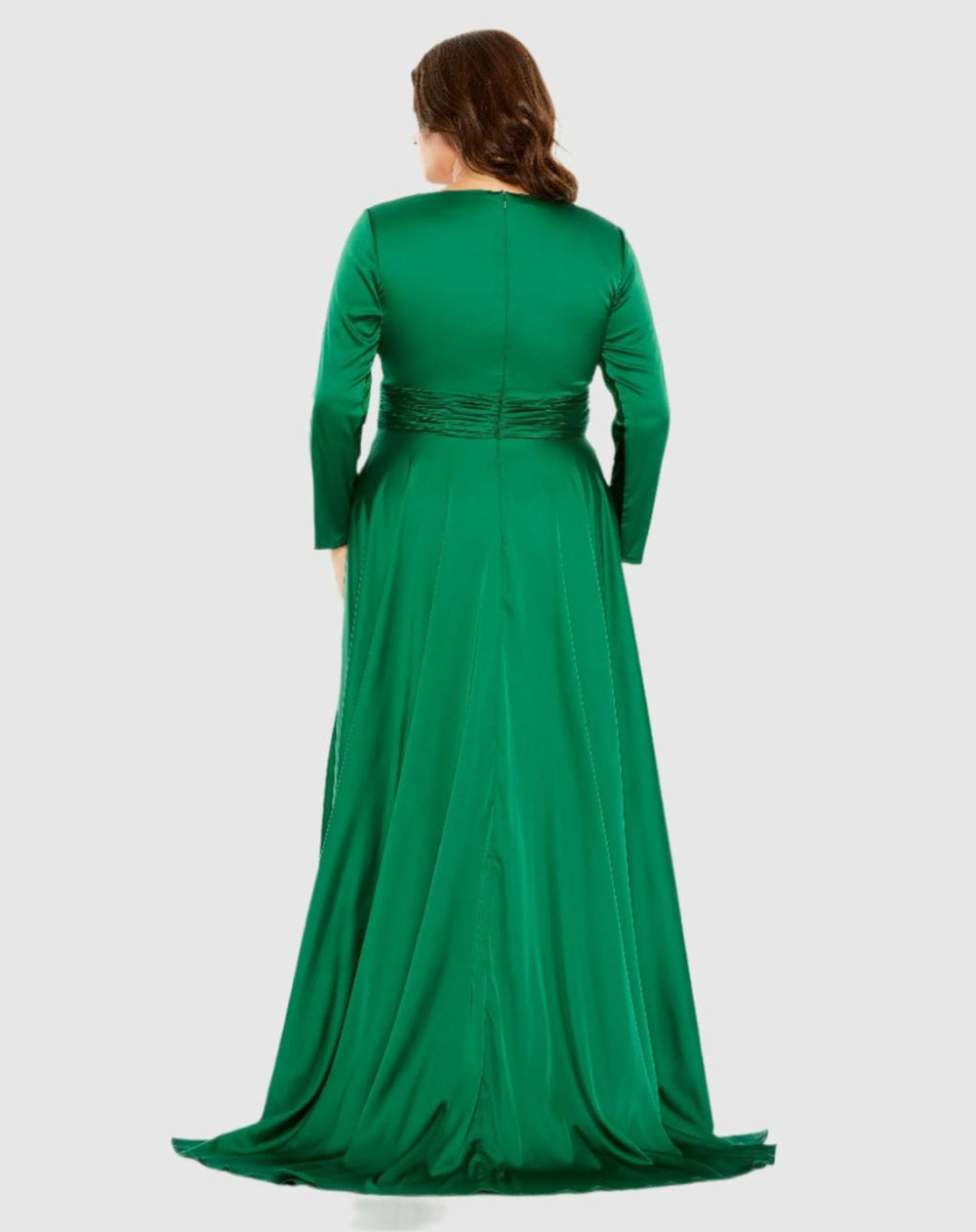 Plus Size Dresses | Women Mac Duggal Quarter Sleeve V Neck A Line Gown Emerald