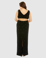 Plus Size Dresses | Women Mac Duggal Rhinestone Embellished Open Back Jersey Gown (Plus) Black