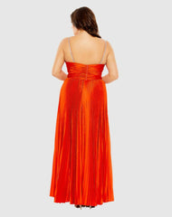 Plus Size Dresses | Women Mac Duggal Rhinestone Embellished Strap Pleated Gown Cayenne
