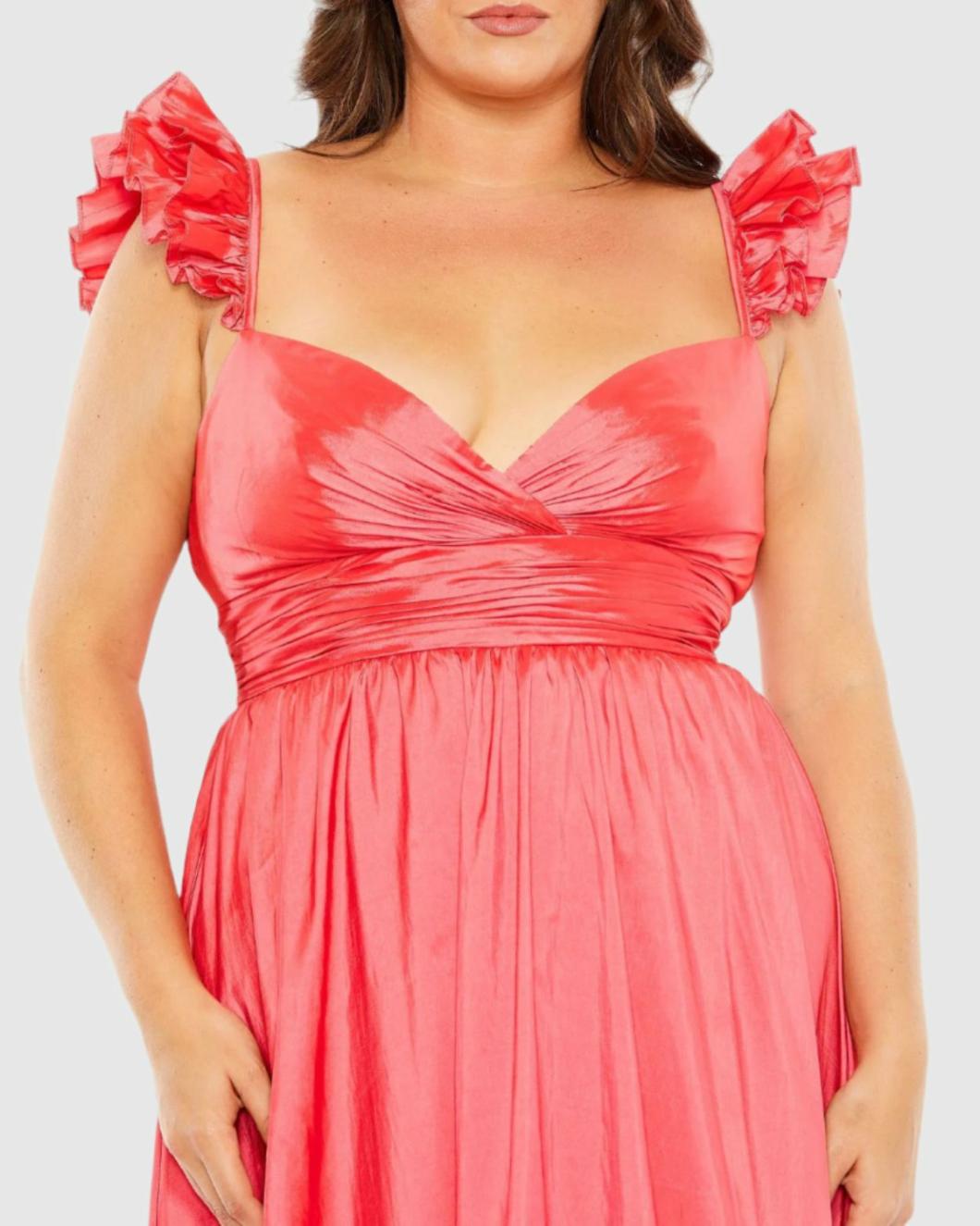 Plus Size Dresses | Women Mac Duggal Ruffle Strap High Low Gown (Plus) Watermelon