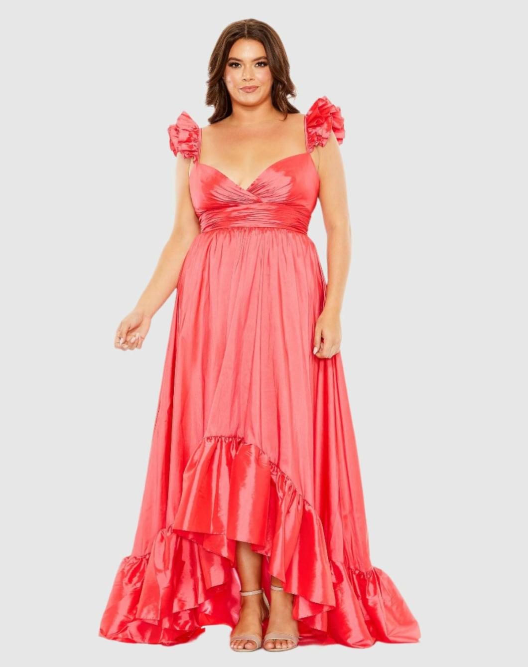 Plus Size Dresses | Women Mac Duggal Ruffle Strap High Low Gown (Plus) Watermelon