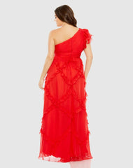 Plus Size Dresses | Women Mac Duggal Ruffled One Shoulder Ruched Plus Size Dress Red