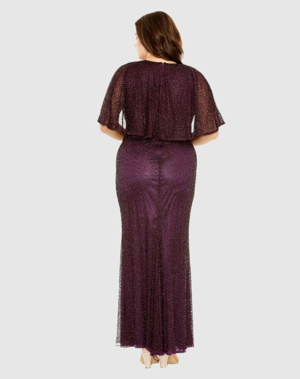 Plus Size Dresses | Women Mac Duggal Sequin Cape Sleeve Gown Amethyst