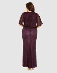 Plus Size Dresses | Women Mac Duggal Sequin Cape Sleeve Gown Amethyst
