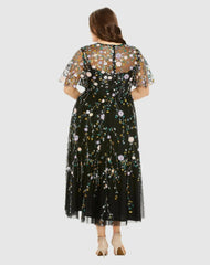 Plus Size Dresses | Women Mac Duggal Sequin Floral Embroidered Dress Black Multi