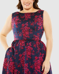 Plus Size Dresses | Women Mac Duggal Sleeveless Floral Embroidered Dress Midnight Multi