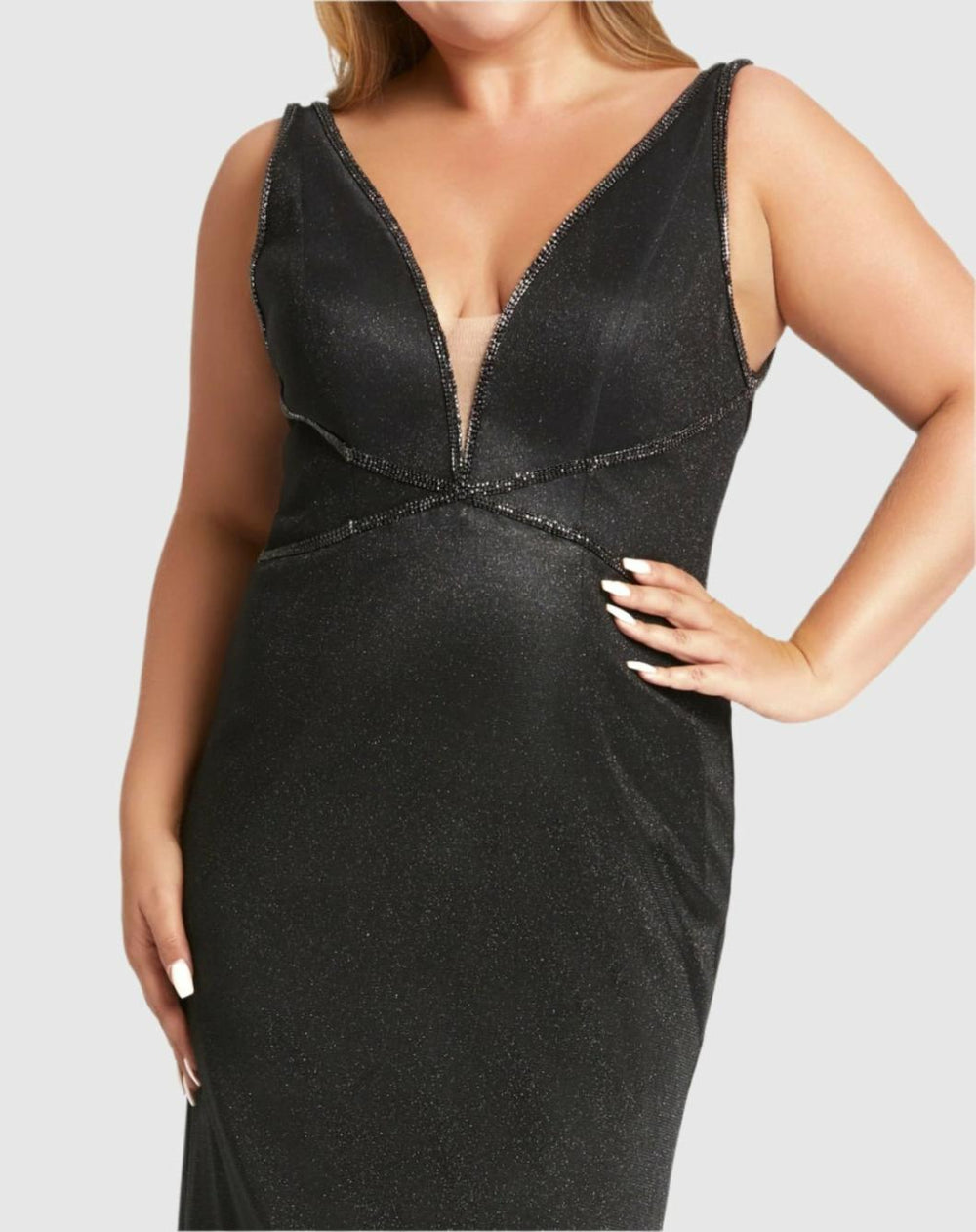 Plus Size Dresses | Women Mac Duggal Sleeveless Metallic Trumpet Gown (Plus) Black