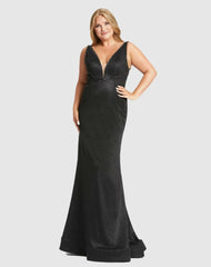 Plus Size Dresses | Women Mac Duggal Sleeveless Metallic Trumpet Gown (Plus) Black