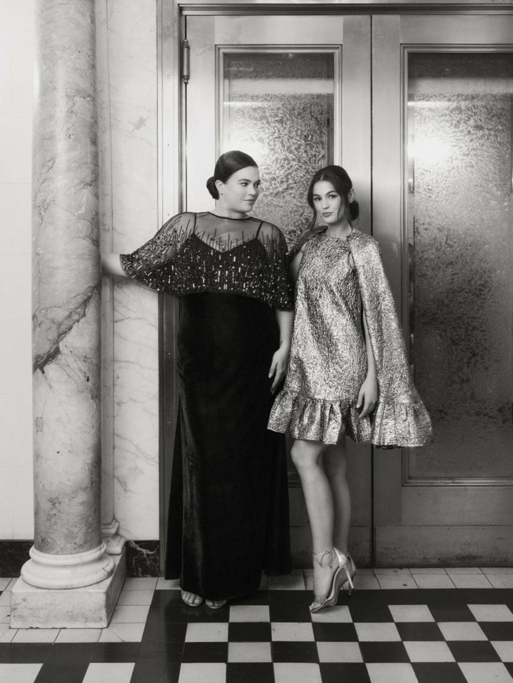 Plus Size Dresses | Women Mac Duggal Sleeveless Velvet Dress With Embellished Cape Black