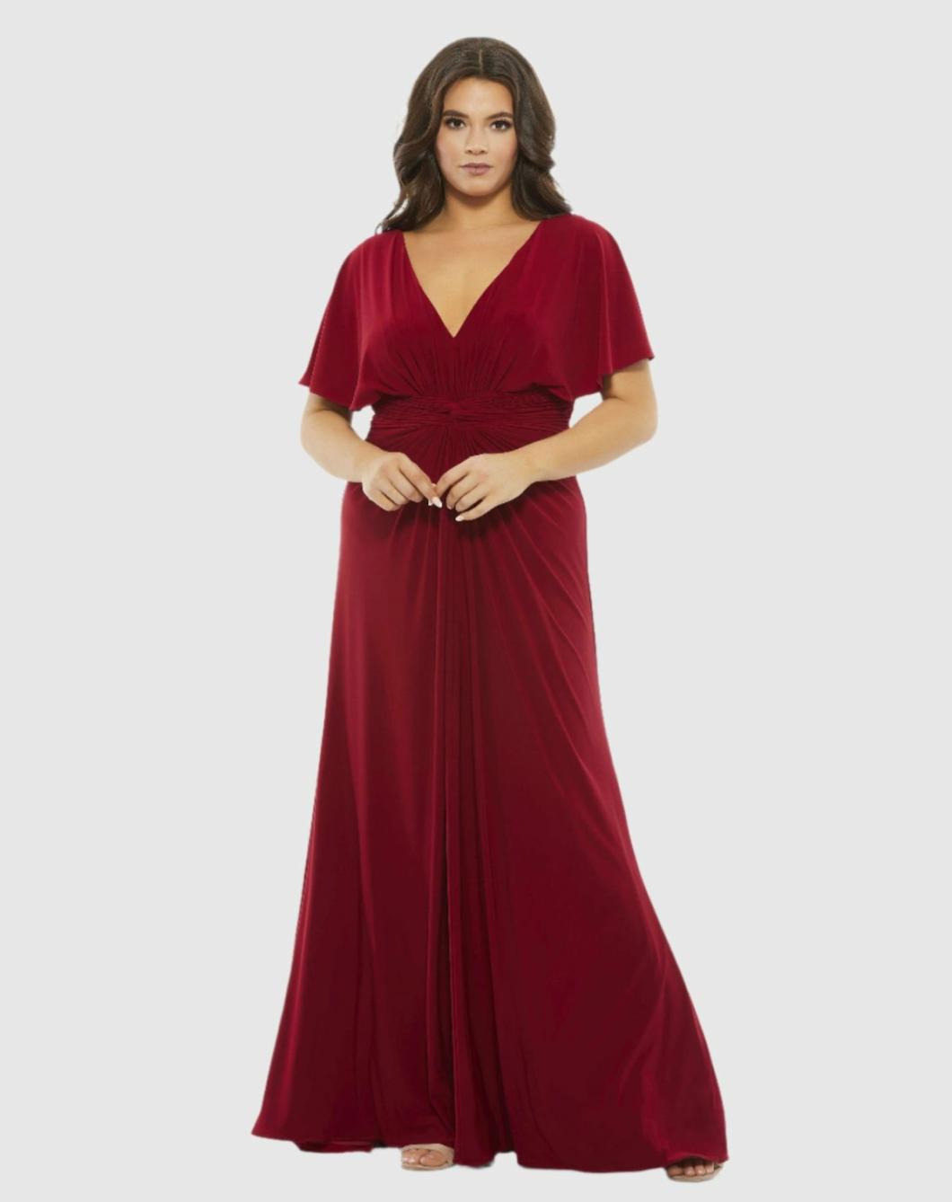 Plus Size Dresses | Women Mac Duggal Twist Waist Jersey Gown (Plus) Deep Red
