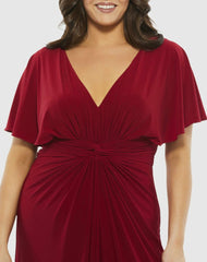Plus Size Dresses | Women Mac Duggal Twist Waist Jersey Gown (Plus) Deep Red