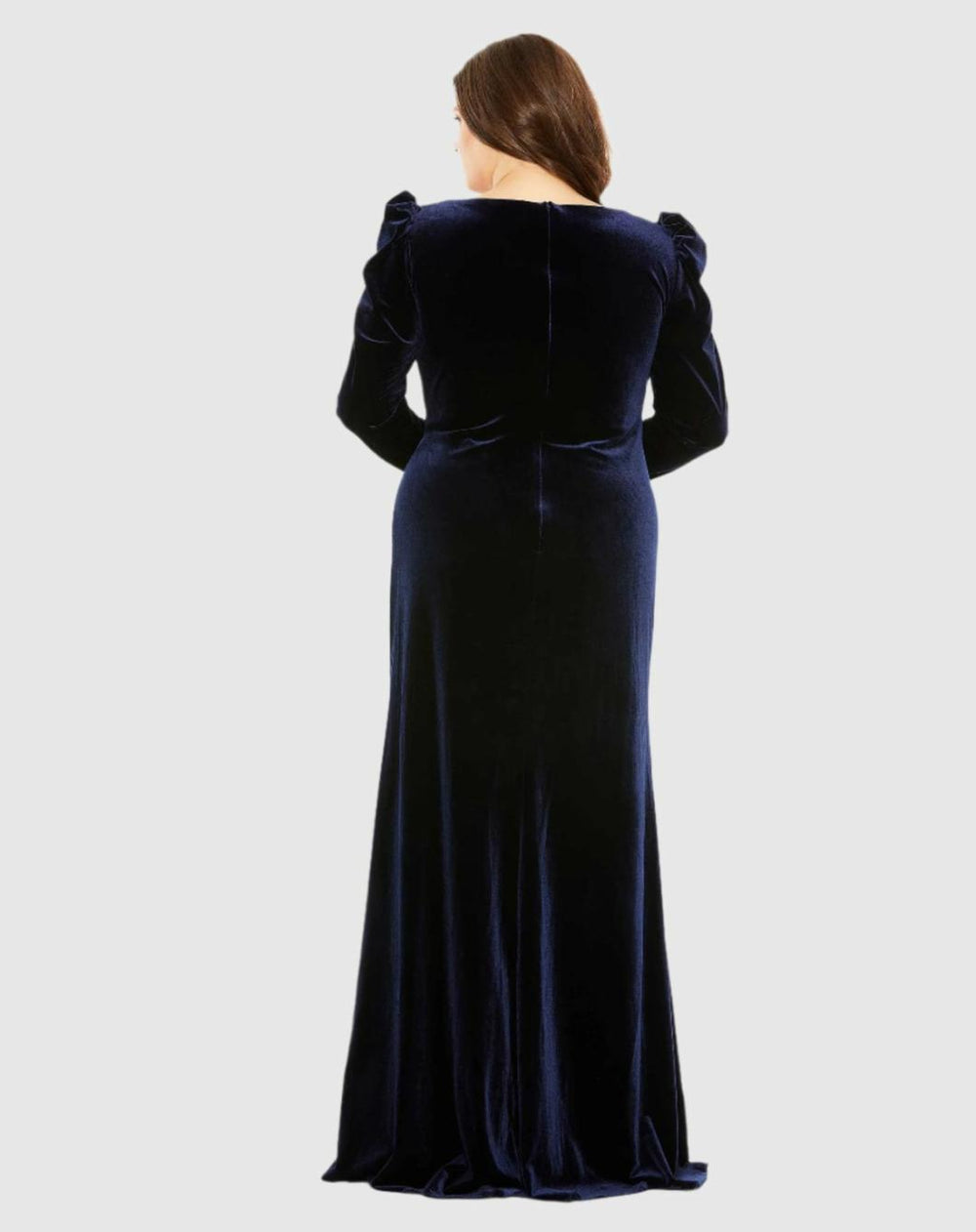 Plus Size Dresses | Women Mac Duggal Velvet Long Sleeve Gown Midnight