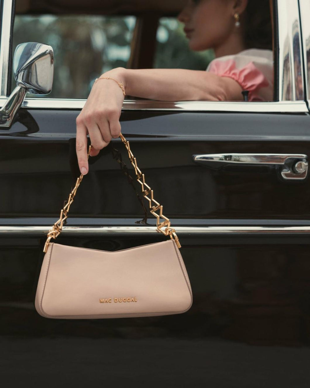 Shoulder Bags | Women Mac Duggal Gold Strap Small Taupe Nappa Leather Shoulder Bag - FINAL SALE Taupe