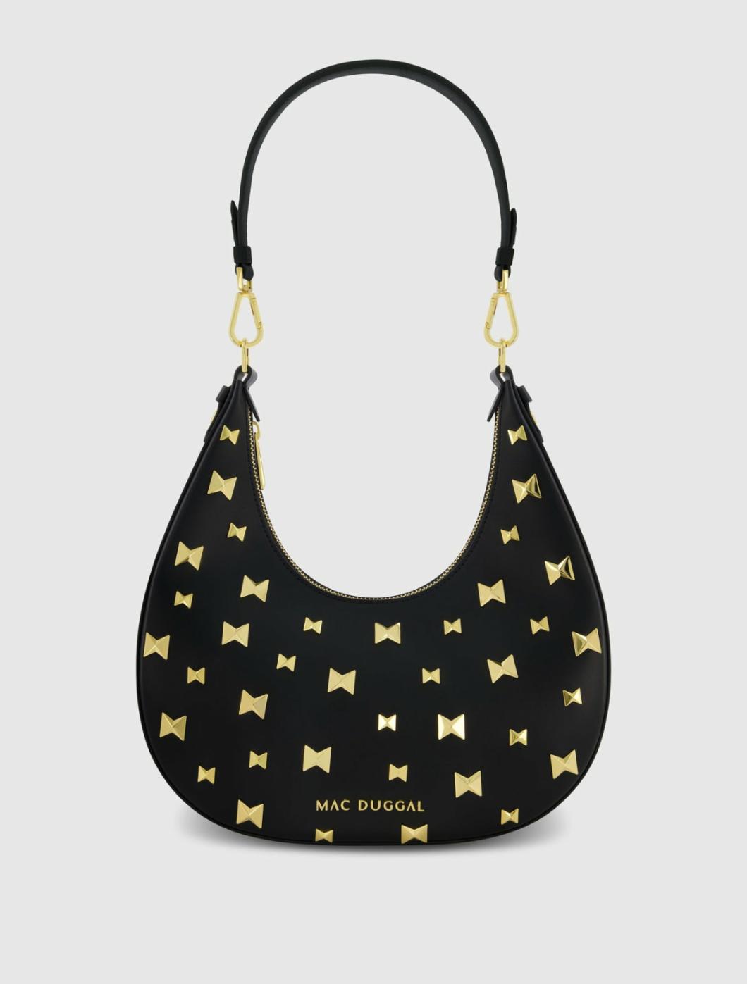 Shoulder Bags | Women Mac Duggal Leather Hobo Bag With Gold Hardware Black