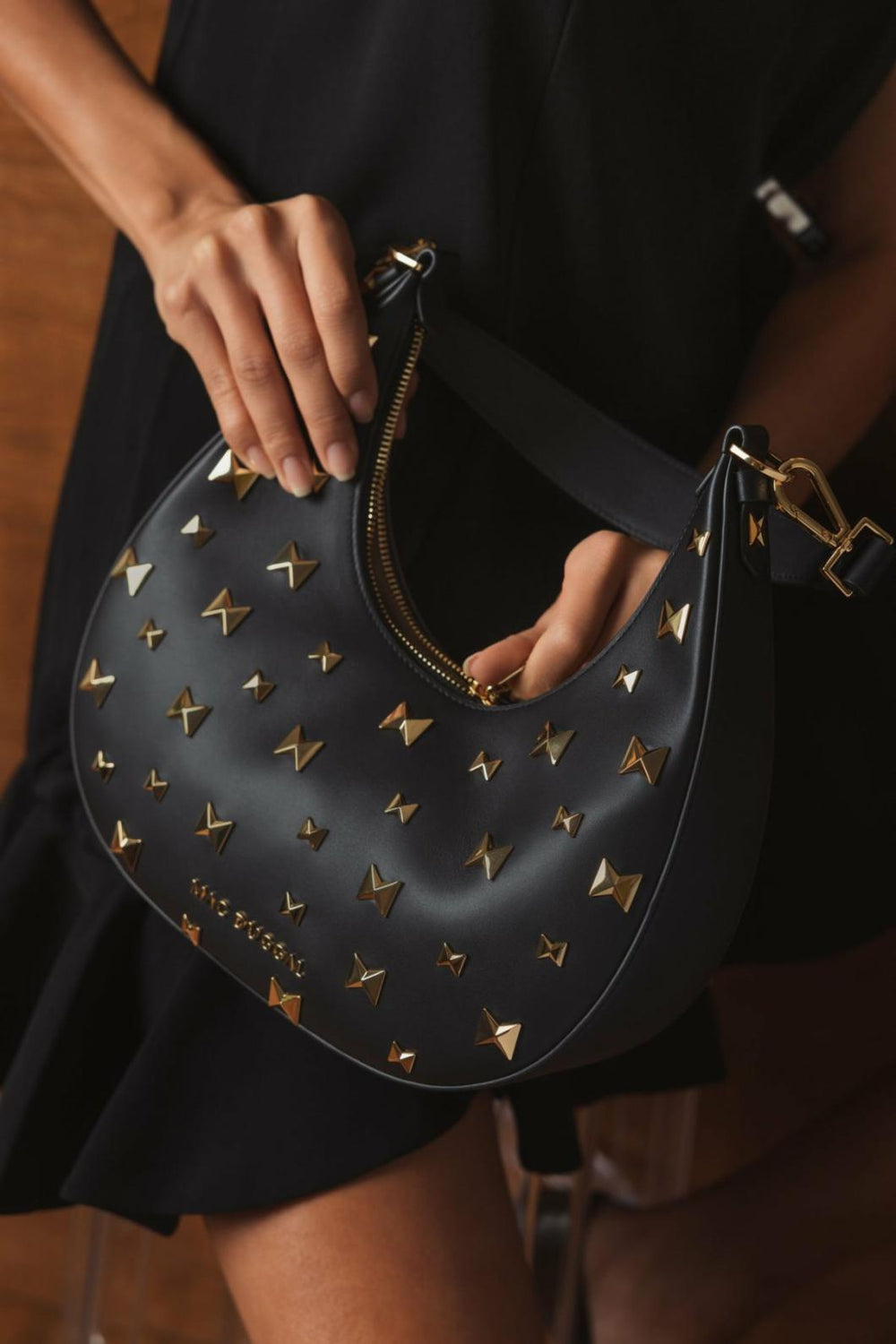 Shoulder Bags | Women Mac Duggal Leather Hobo Bag With Gold Hardware Black