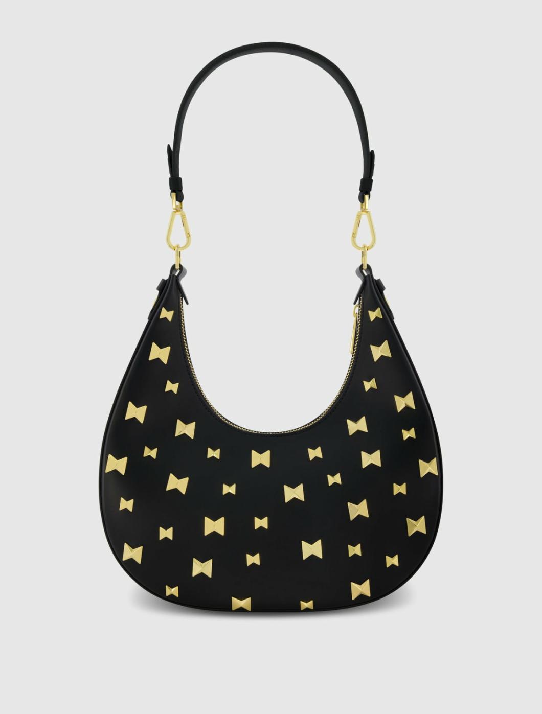 Shoulder Bags | Women Mac Duggal Leather Hobo Bag With Gold Hardware Black