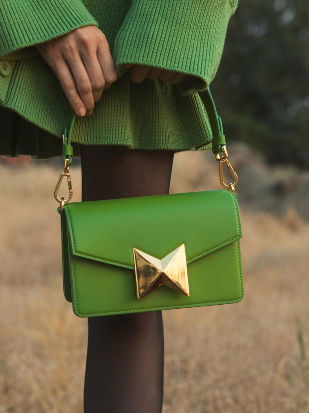 Shoulder Bags | Women Mac Duggal Mini Green Leather Shoulder Bag With Gold Hardware - FINAL SALE Pear