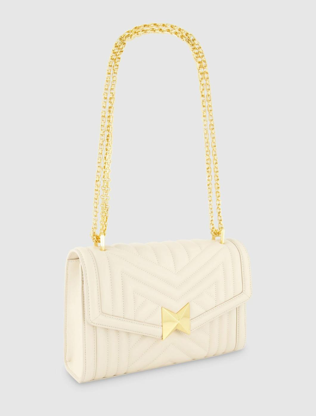 Shoulder Bags | Women Mac Duggal Quilted Napa Leather Handbag With Gold Chain - FINAL SALE Ecru