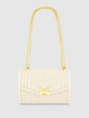 Shoulder Bags | Women Mac Duggal Quilted Napa Leather Handbag With Gold Chain - FINAL SALE Ecru