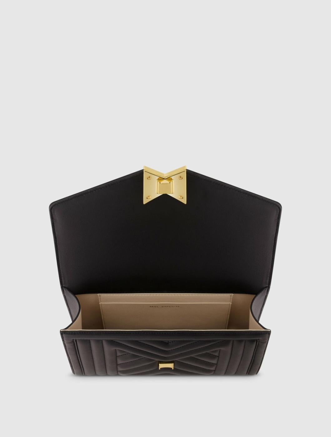 Shoulder Bags | Women Mac Duggal Quilted Napa Leather Handbag With Gold Hardware Black