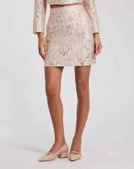 Skirts | Women Mac Duggal Brocade Mini Skirt Blush Multi