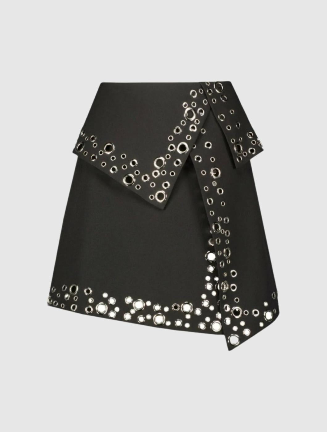 Skirts | Women Mac Duggal Crepe Grommet Mini Skirt Black