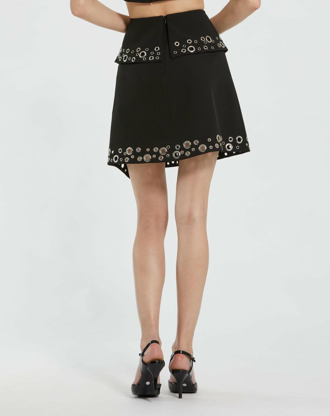 Skirts | Women Mac Duggal Crepe Grommet Mini Skirt Black