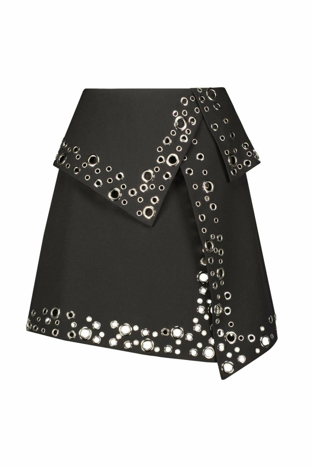 Skirts | Women Mac Duggal Crepe Grommet Mini Skirt Black