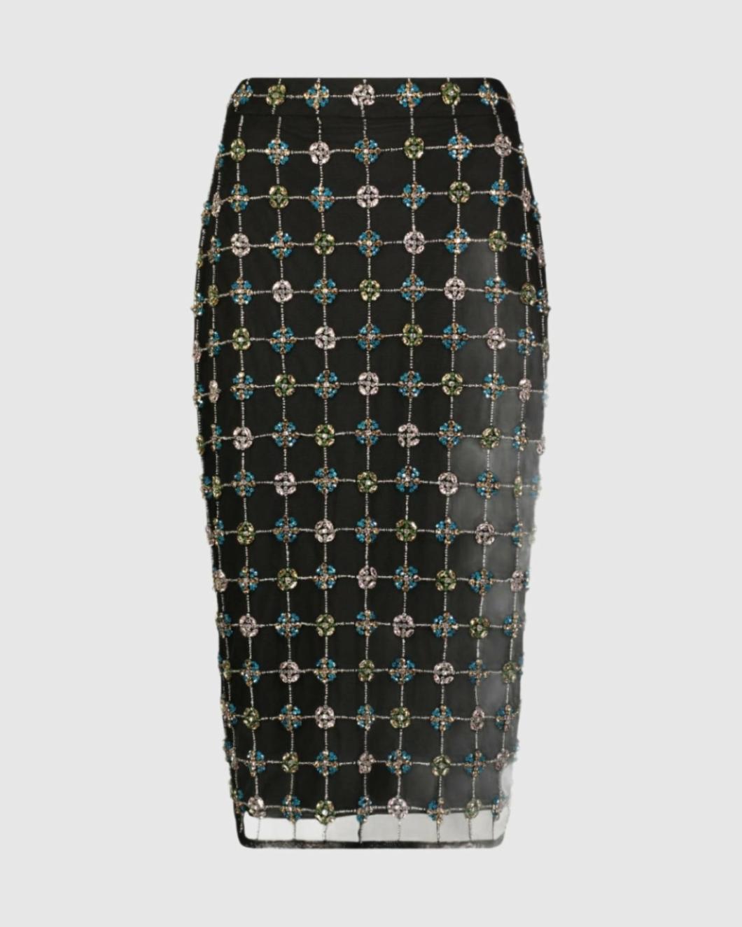 Skirts | Women Mac Duggal Embellished Geometrical Skirt With Rhinestones - FINAL SALE Black