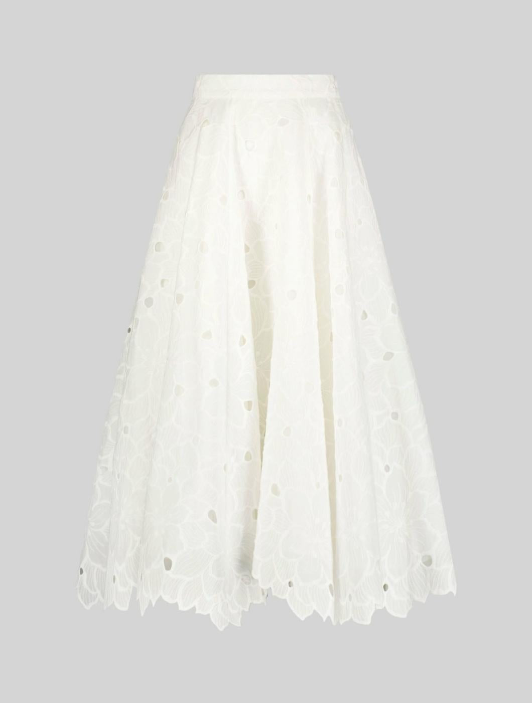 Skirts | Women Mac Duggal Embroidered Floral A-line Midi Skirt - FINAL SALE White