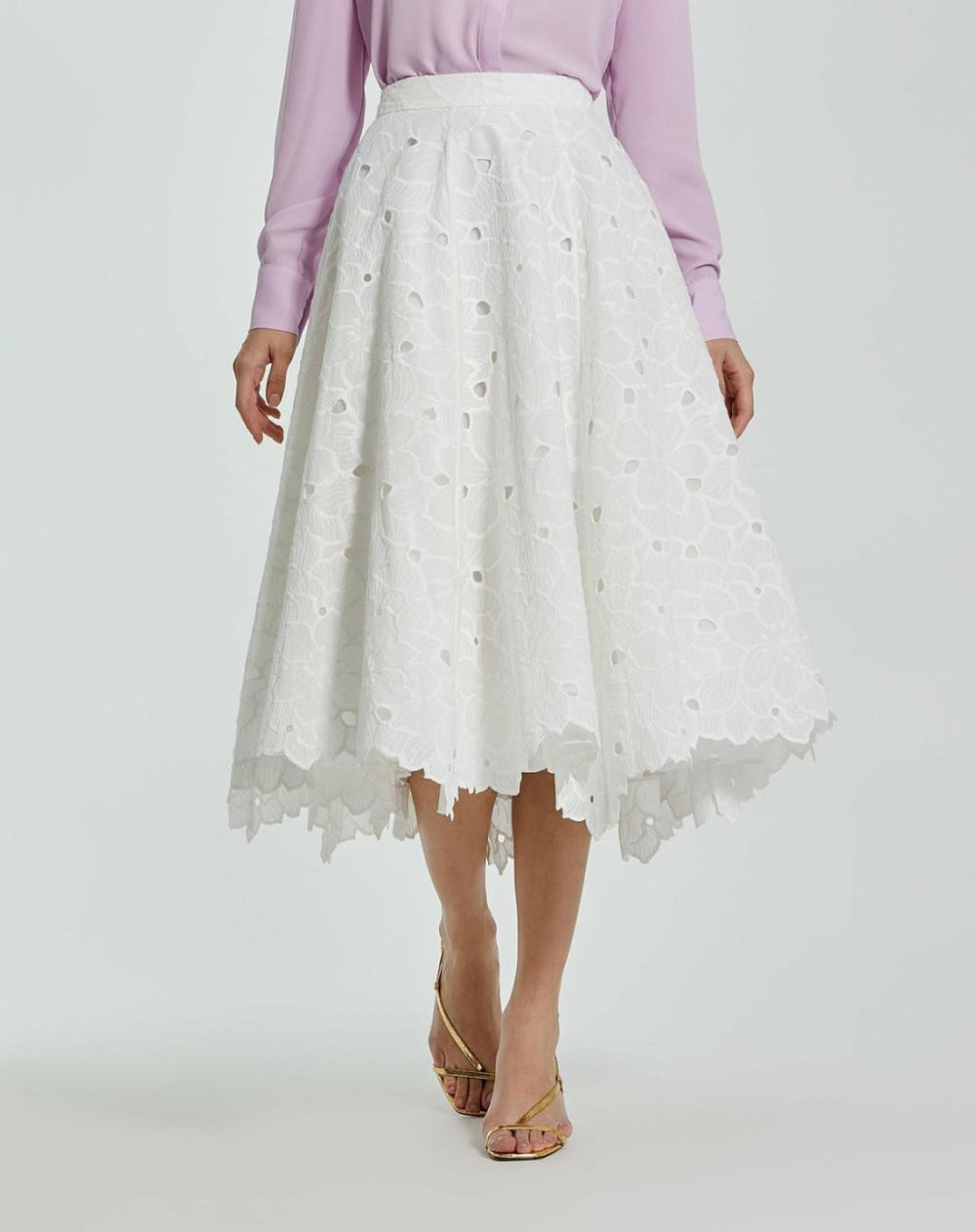 Skirts | Women Mac Duggal Embroidered Floral A-line Midi Skirt - FINAL SALE White