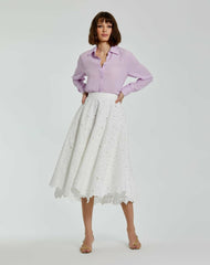 Skirts | Women Mac Duggal Embroidered Floral A-line Midi Skirt - FINAL SALE White