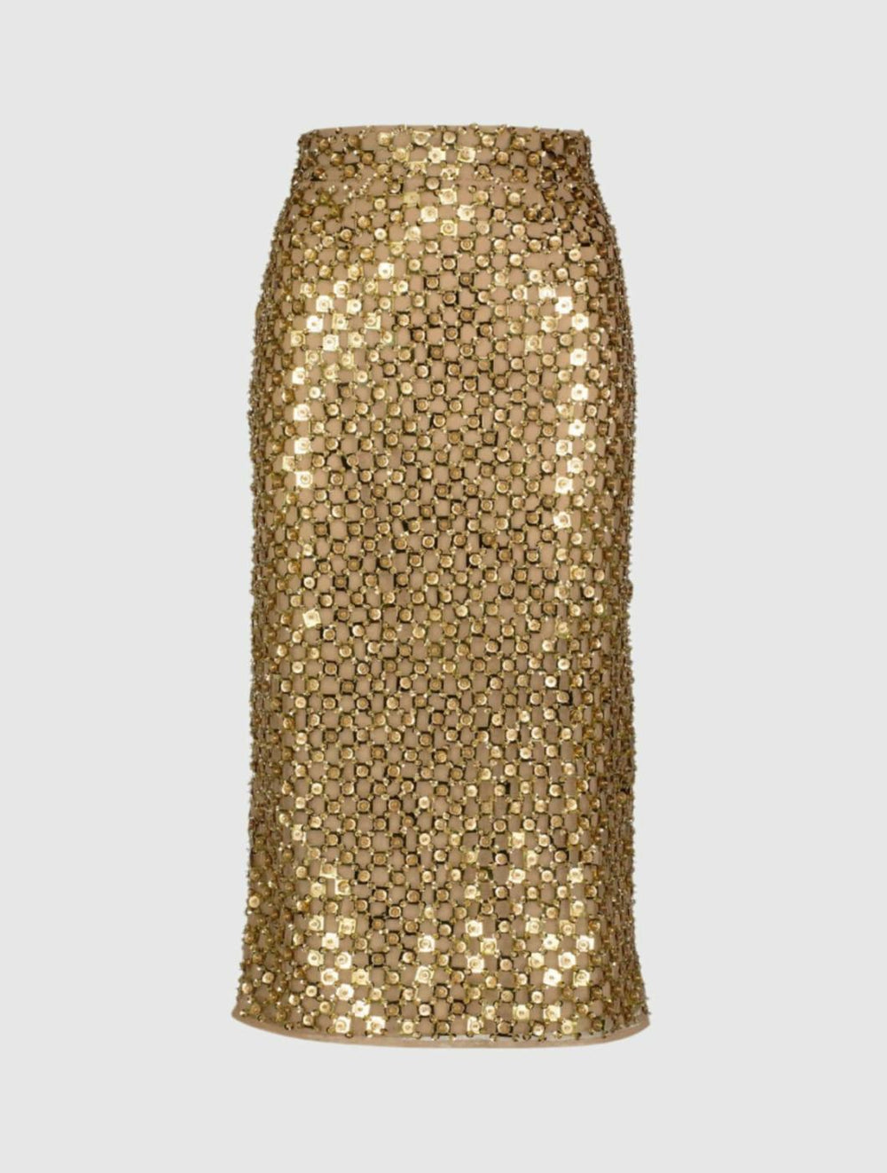 Skirts | Women Mac Duggal Georgette Embellished Fitted Midi Pencil Skirt Antique Gold