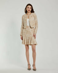 Skirts | Women Mac Duggal High Waist Box Pleat Boucle Mini Skirt Blush