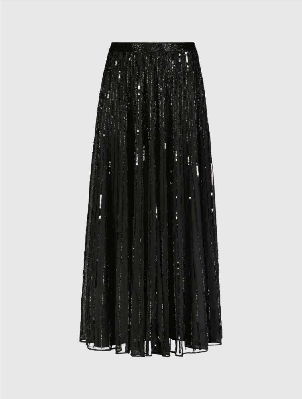 Skirts | Women Mac Duggal Long Sequin Embellished Chiffon Evening Skirt - FINAL SALE Black