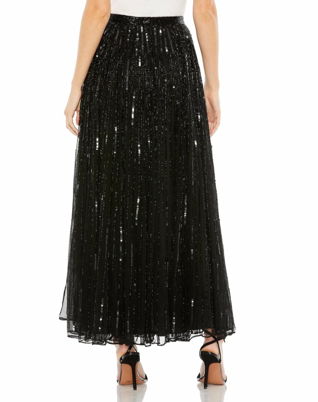 Skirts | Women Mac Duggal Long Sequin Embellished Chiffon Evening Skirt - FINAL SALE Black